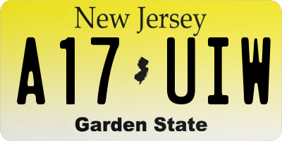 NJ license plate A17UIW