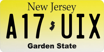 NJ license plate A17UIX