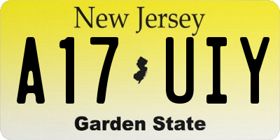 NJ license plate A17UIY