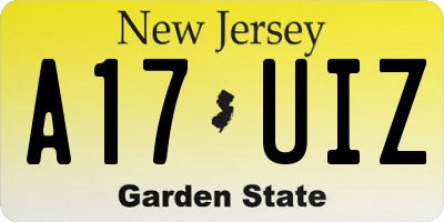 NJ license plate A17UIZ