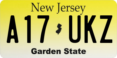 NJ license plate A17UKZ