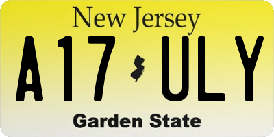 NJ license plate A17ULY