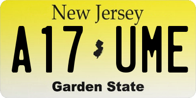 NJ license plate A17UME