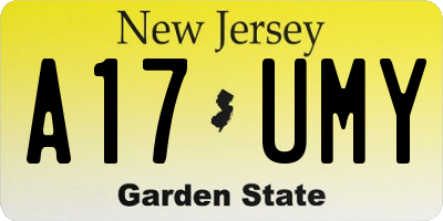 NJ license plate A17UMY
