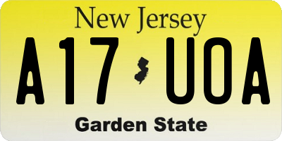 NJ license plate A17UOA