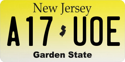 NJ license plate A17UOE