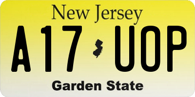 NJ license plate A17UOP