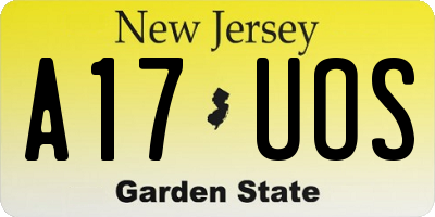 NJ license plate A17UOS
