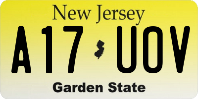 NJ license plate A17UOV
