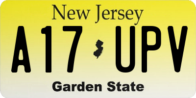 NJ license plate A17UPV