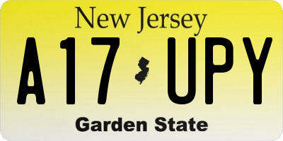 NJ license plate A17UPY