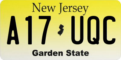 NJ license plate A17UQC