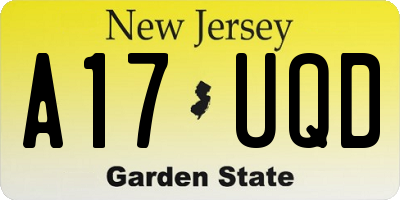 NJ license plate A17UQD