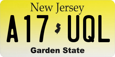 NJ license plate A17UQL