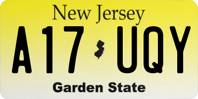 NJ license plate A17UQY