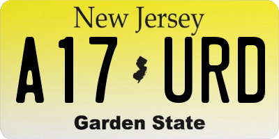 NJ license plate A17URD