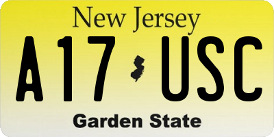 NJ license plate A17USC