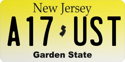 NJ license plate A17UST