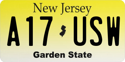 NJ license plate A17USW