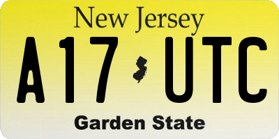 NJ license plate A17UTC
