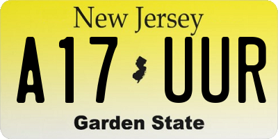 NJ license plate A17UUR