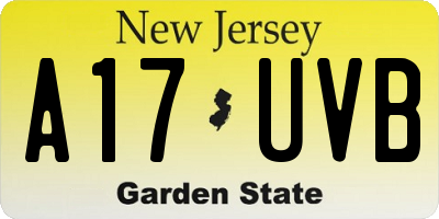 NJ license plate A17UVB