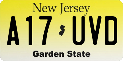 NJ license plate A17UVD