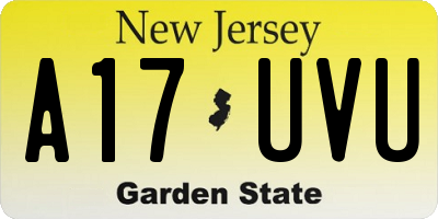 NJ license plate A17UVU