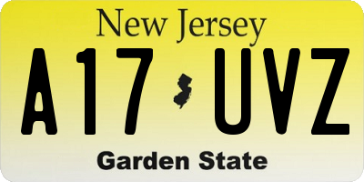 NJ license plate A17UVZ