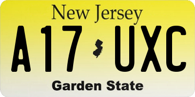 NJ license plate A17UXC