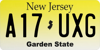 NJ license plate A17UXG