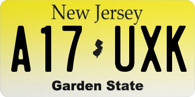 NJ license plate A17UXK