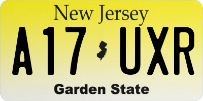 NJ license plate A17UXR
