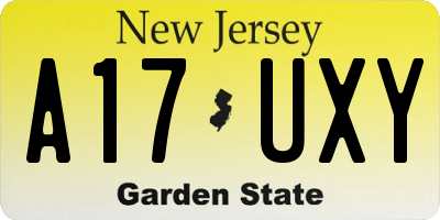 NJ license plate A17UXY