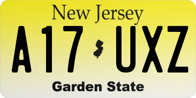 NJ license plate A17UXZ
