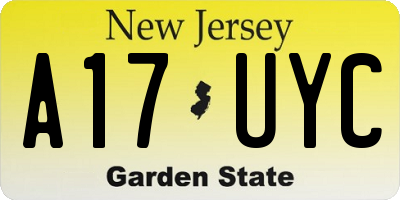 NJ license plate A17UYC