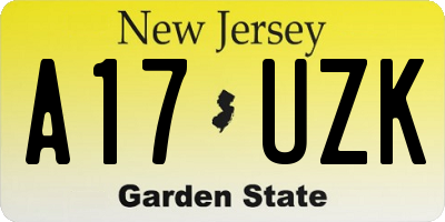 NJ license plate A17UZK