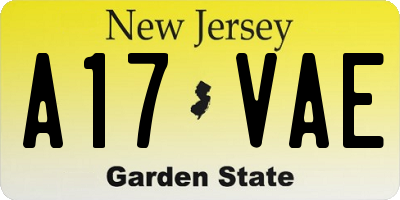 NJ license plate A17VAE