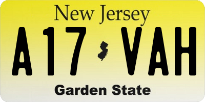 NJ license plate A17VAH