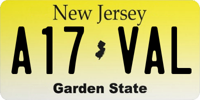 NJ license plate A17VAL