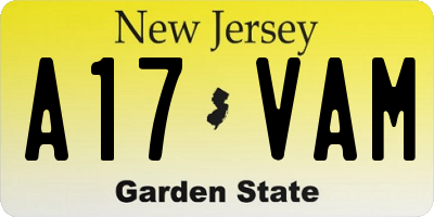 NJ license plate A17VAM