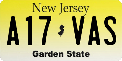 NJ license plate A17VAS