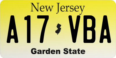 NJ license plate A17VBA