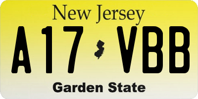 NJ license plate A17VBB
