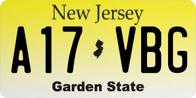 NJ license plate A17VBG
