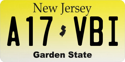 NJ license plate A17VBI