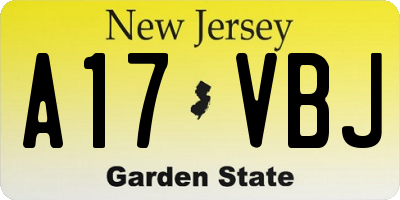 NJ license plate A17VBJ