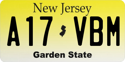 NJ license plate A17VBM