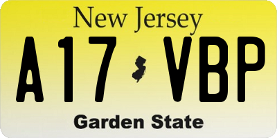 NJ license plate A17VBP