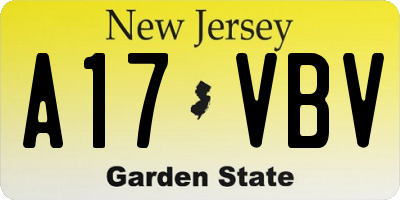NJ license plate A17VBV